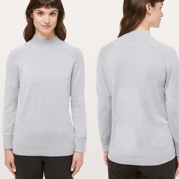 𝅺lululemon Soft Shine Sweater Heathered Silver Drop / Antique Silver Sweater - Picture 1 of 10